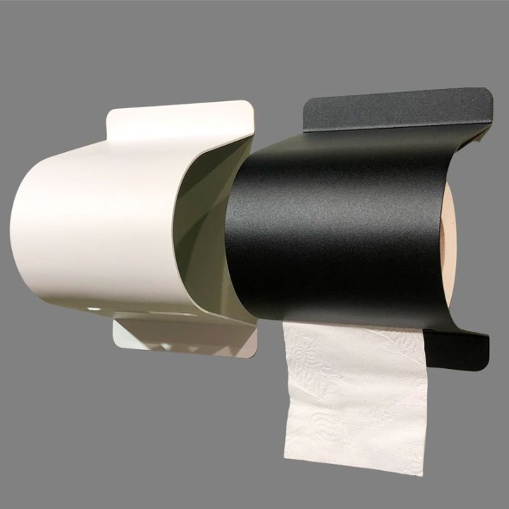 Sorte og hvide toiletpapirholdere