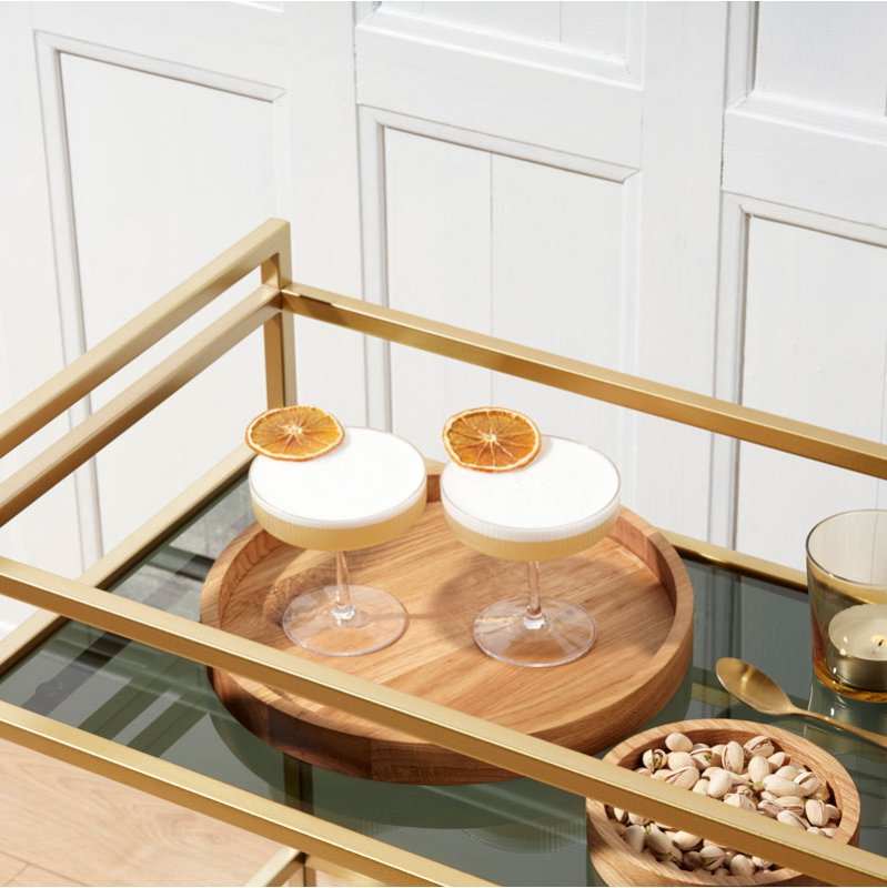 Runde træbakker i eg med kant