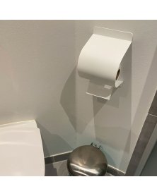 Toiletrulleholder til væg i hvid metal