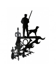 Vildtkrog i Sort Stål med Jæger og Hund og 10 Kroge