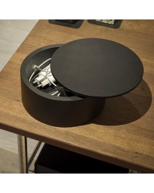 Sort opbevaringsæske med låg