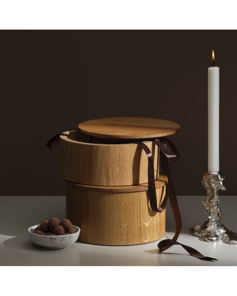 Runde trææsker med låg